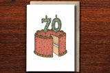 The Nonsense Maker Number 70 Birthday Cake Card