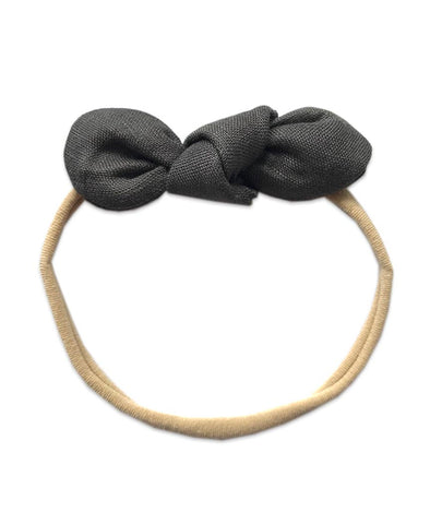 Pretty Wild Anna Bow Elastic Headband Gravel Linen