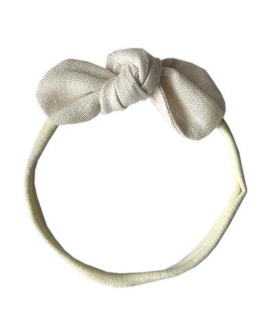 Pretty Wild Anna Bow Elastic Headband Natural Linen