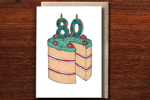 The Nonsense Maker Number 80 Birthday Cake Card