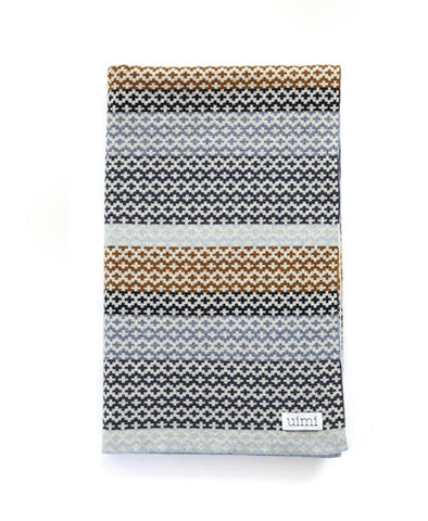 Uimi Isla Double Sided Fairisle Merino Blanket. Size: Cot. Colour: Duck Egg