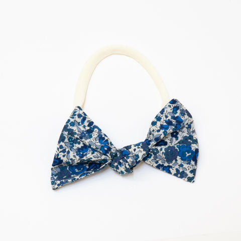 Pretty Wild Lucille Bow Elastic Headband Dark Blue Floral