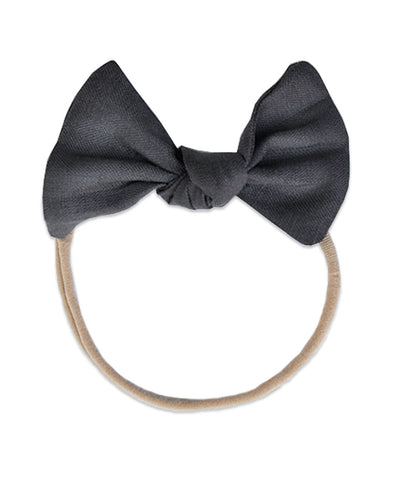 Pretty Wild Lucille Bow Elastic Headband Gravel Linen