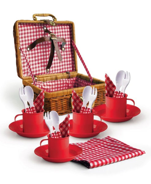 Picnic Basket Enamelware Red 21 PCS