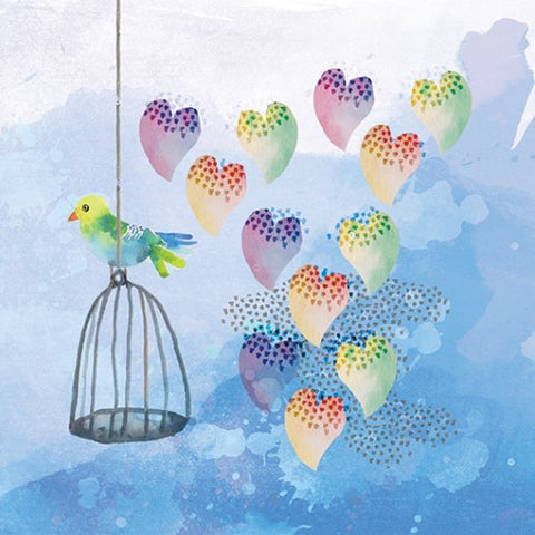 Skye's the Limit Joyful Birds Floating Hearts Card