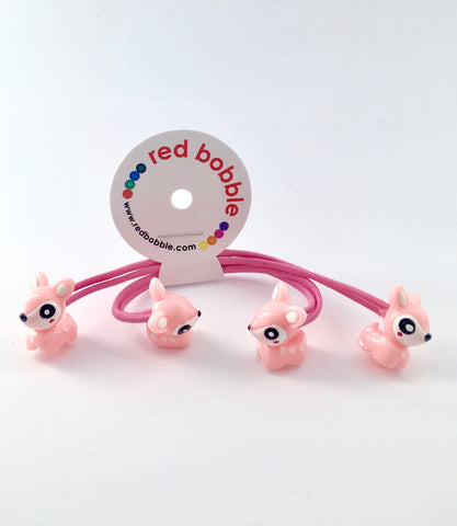 Red Bobble 2 Pack - Mini Baby Pink Fawn Ties