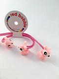 Red Bobble 2 Pack - Mini Baby Pink Fawn Ties