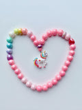 Red Bobble Rainbow Unicorn Necklace