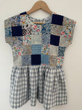 Pretty Wild Kids Maggie Patch Dress Blue Check Linen