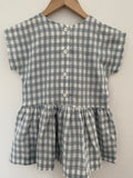 Pretty Wild Kids Maggie Patch Dress Blue Check Linen