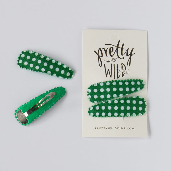 Pretty Wild Polly Twin Snap Clips Liberty Green Dot