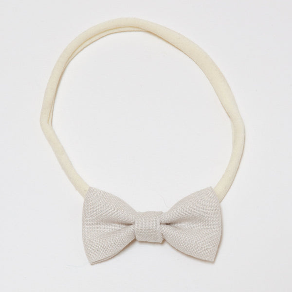 Pretty Wild Minnie Baby Bow Elastic Headband Natural Linen