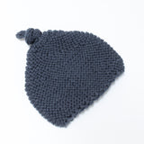 Knitted by Nana Top Knot Beanie - Slate