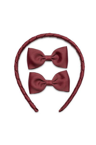 Pretty Wild Kimi with Matching Bows Set: Burgundy