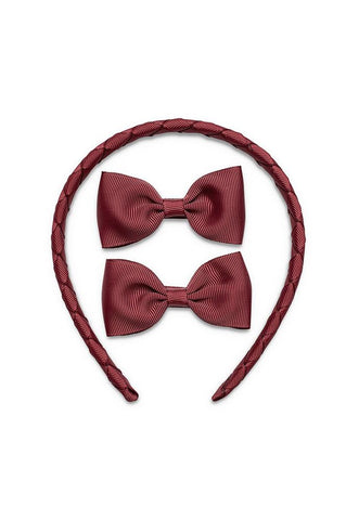 Pretty Wild Kimi with Matching Bows Set: Burgundy