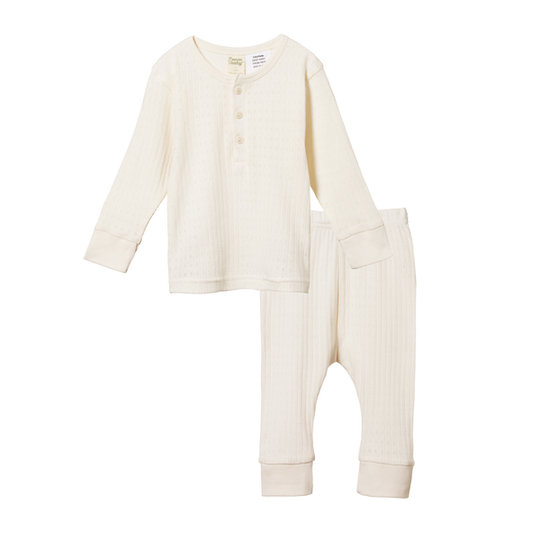 Nature Baby 2pc L/S Pointelle Pyjama Natural