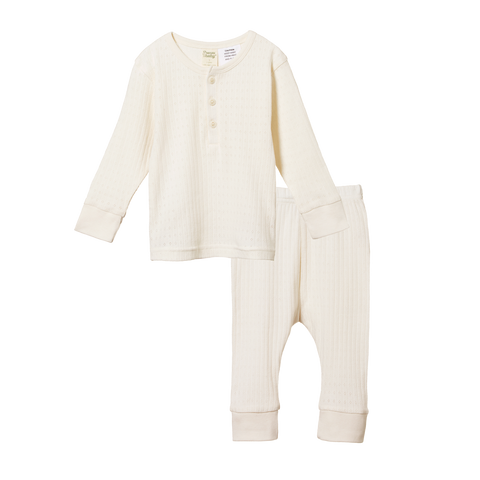 Nature Baby 2pc L/S Pointelle Pyjama Natural